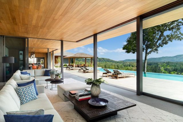 Bespoke villa interior design in a Koh Samui hillside villa with open-plan living