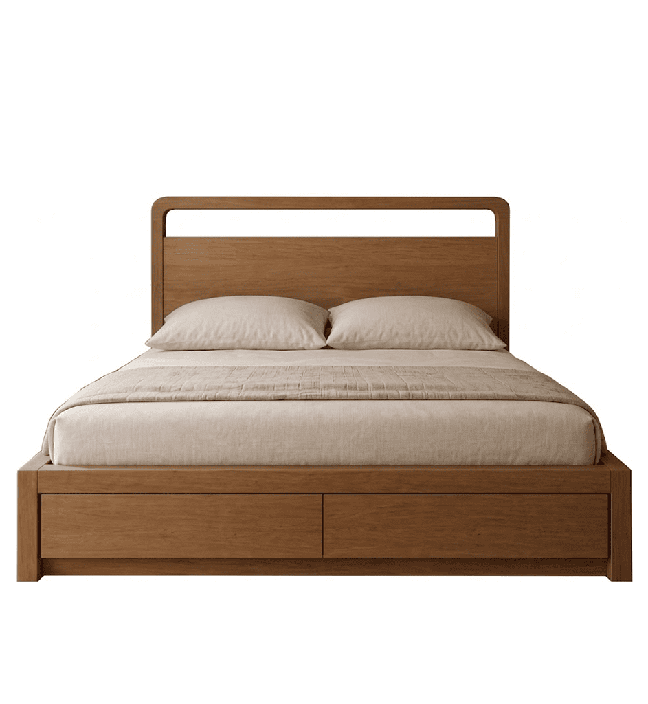 Wooden Bed With Drawers